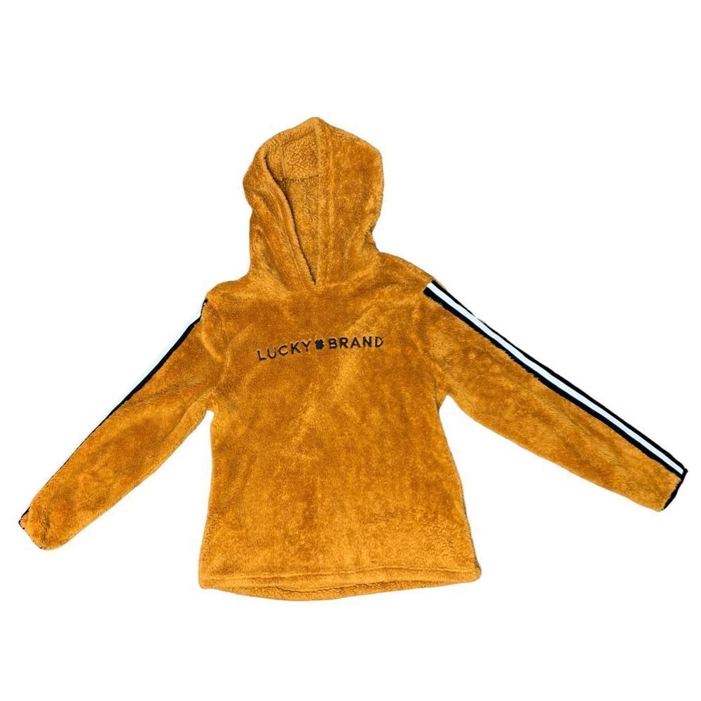 Lucky Brand, Women’s Sherpa Hoodie Long Sleeve Sweater, Yellow/Gold Medium, Used